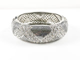 Modern Layered Criss Cross Pattern With Crystals Thick Fashion Bracelet Bangle