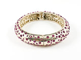 Fun Fancy Pink Fuchsia Sparkle Crystal Gold Tone Fashion Bangle Bracelet