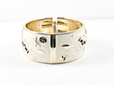Nice Thick Large White Enamel With Skull Design Patterns Gold Tone Fashion Bangles