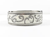 Fancy Antique Pattern White Enamel Brass Bangle