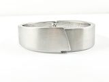 Modern Brushed Silver Tone Brass Bangle Bracelet