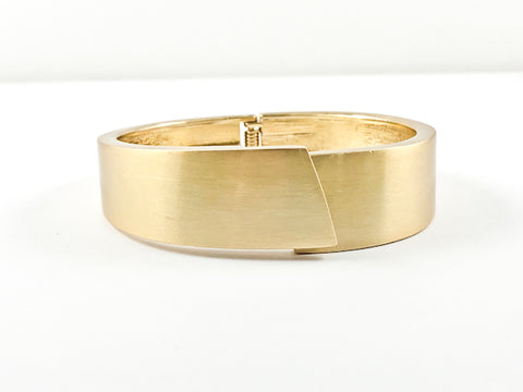 Modern Brushed Yellow Gold Brass Bangle Bracelet