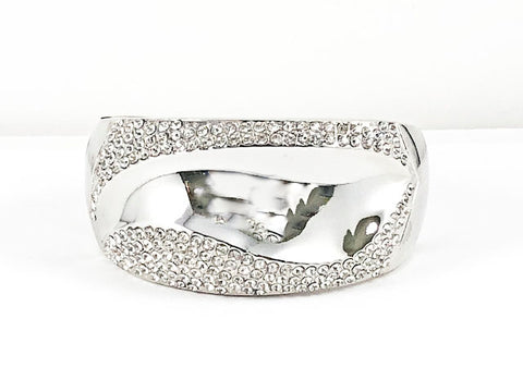Unique Irregular Shape Polish & Micro Setting Style Crystals Design Fashion Bangles