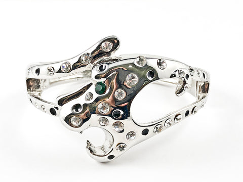 Large Fun Leopard Shape With Crystals Fashion Bangle