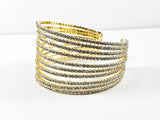 Fancy Stylish Large Multi Level Thick Gold Tone Fashion Cuff Bangle