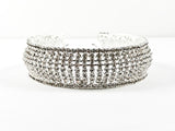 Fancy Stylish Thick Multi Level Crystal Brass Bangle Bracelet