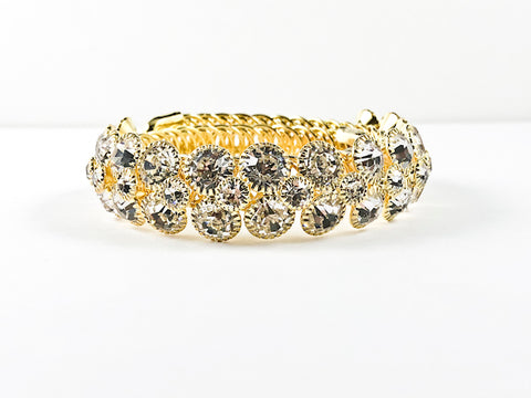 Unique Nice Wrap Design Large elegant Crystal Gold Tone Fashion Bracelet Bangle