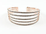 Nice Open Works Multi Level Open Pink Gold Tone Fashion Cuff Bangle