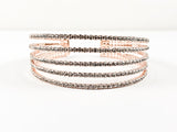 Nice Open Works Multi Level Open Pink Gold Tone Fashion Cuff Bangle