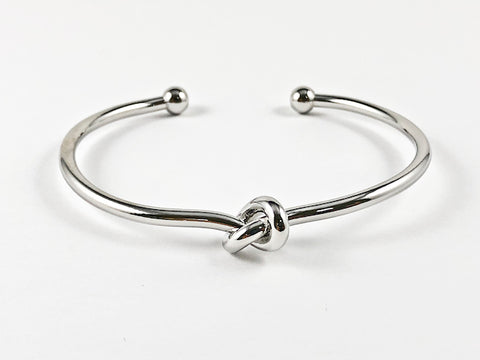 Modern Cute Knot Twist Silver Tone Brass Cuff Bangle