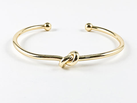 Modern Cute Knot Twist Gold Tone Brass Cuff Bangle