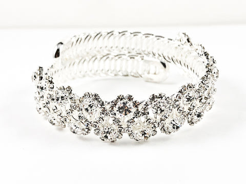 Fancy Unique 2 Row Crystal Pattern Wrap Style Fashion Bracelet