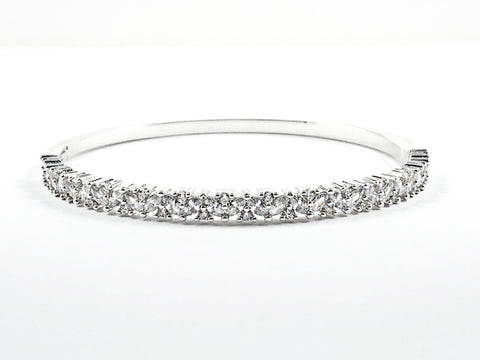 Classic Elegant Thick Single Row CZ Brass Bracelet Bangle