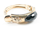 Vintage Style Center Elevated Oval Shape Black Color Stone Gold Tone Fashion Bracelet Bangle