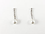 Stylish Thin Crystal Dangling Pearl Statement Earring Necklace Fashion Set