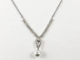Stylish Thin Crystal Dangling Pearl Statement Earring Necklace Fashion Set
