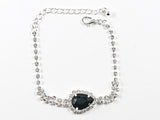 Fancy Elegant Pear Shape Dangle Design Black Color Crystal Fashion Earring Bracelet Necklace Set