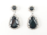 Fancy Elegant Pear Shape Dangle Design Black Color Crystal Fashion Earring Bracelet Necklace Set