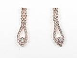 Classic Beautiful CZ Design Pink Gold Tone Earring Necklace Fashion Set