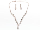 Classic Beautiful CZ Design Pink Gold Tone Earring Necklace Fashion Set