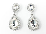 Fancy Layered Crystals Pear Shape Design Style Pattern Earring Necklace Set