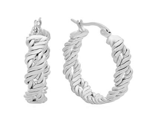 Modern Unique Twisted Textured Hoop Steel Earrings