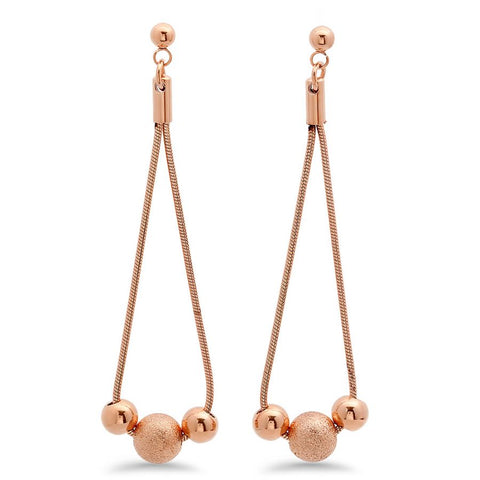 Unique Long Hanging Style With Ball Charm Design Steel Earrings