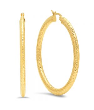 Classic Unique Shiny Texture Gold Tone Large Hoop Earrings