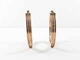 Casual Stylish Lined Design Rosegold Tone Steel Earrings