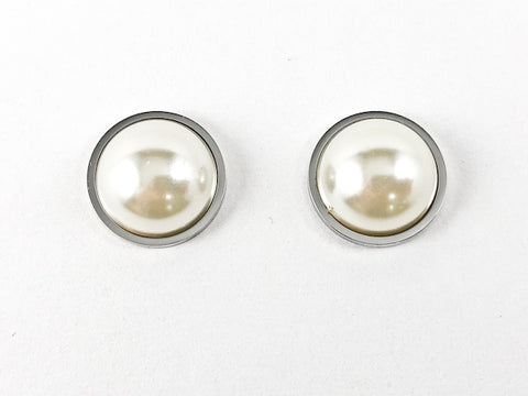 Casual Elegant Half Pearl Steel Earrings