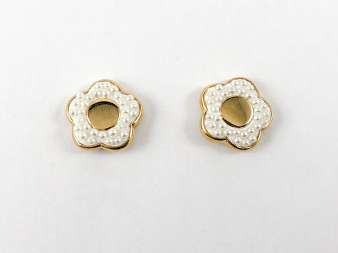 Elegant Dainty Floral Mini Pearl Gold Plated Steel Earring