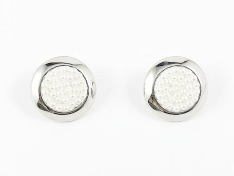 Elegant Casual Round Mini Pearl Stud Steel Earring