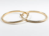 Unique Textured Oval Shape Medium Size Gold Tone Steel Earrings