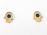 Unique Set Of 2 Pair Evil Eye & Hamsa Hand Design Gold Tone Steel Earrings