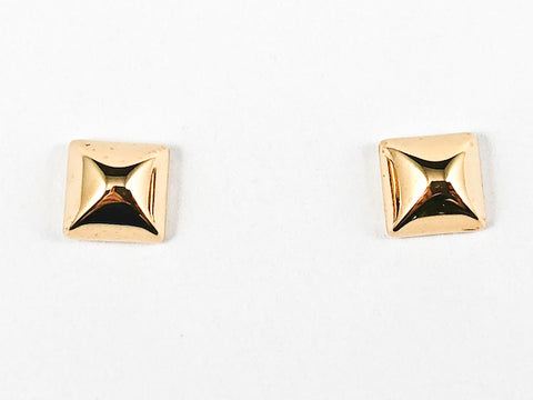 Beautiful Sharp Square Shape Shiny Metallic Gold Tone Stud Earrings