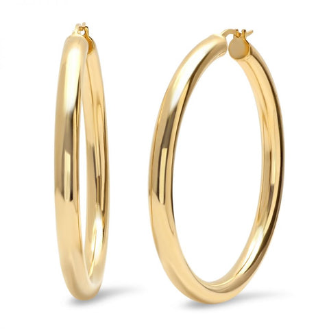 Classic Thick 50 MM Gold Tone Hoop Steel Earrings