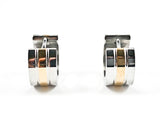 Nice Two Tone Multi Row Micro Dainty Shiny Metallic Huggie Steel Earrings