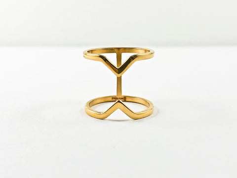 Elegant Thin Shiny Open Gold Tone Steel Ring