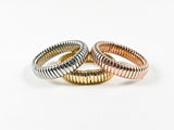 Modern Elegant Stretch Eternity Tri Color 3 Piece Set Steel Ring