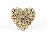 Nice Large Heart Shape Design Textured Matte Surface Gold Tone Steel Ring