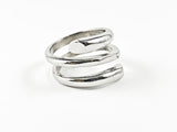 Modern Wrap Around Swirl Shape Design Steel Ring