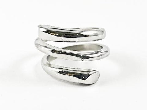Modern Wrap Around Swirl Shape Design Steel Ring