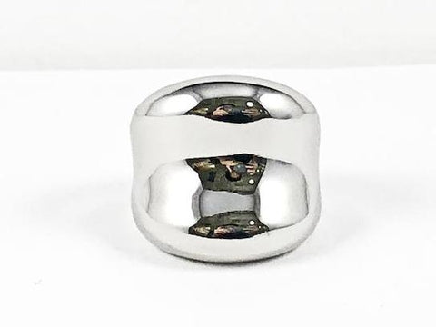 Modern Highly Polish Surface Square Curved Steel Ring