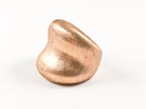 Modern Matte Brush Surface Square Curved Pink Gold Tone Steel Ring
