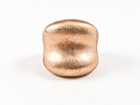 Modern Matte Brush Surface Square Curved Pink Gold Tone Steel Ring