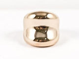 Modern Highly Polish Surface Square Curved Pink Gold Steel Ring