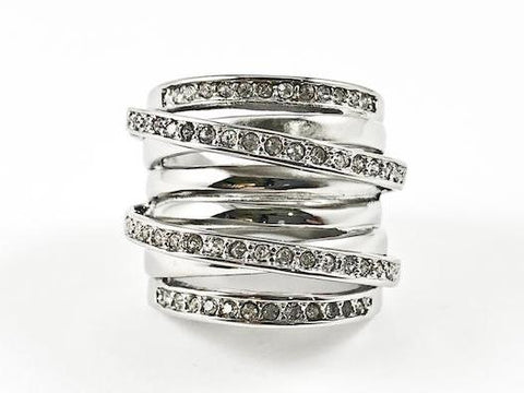 Modern Multi Layer Swirl Design Steel Ring