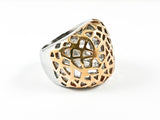 Modern Large Dome Shape Cage Web Style Design Pink Gold Steel Ring