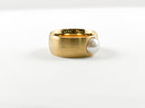 Classic Gold Brushed Pearl Steel Ring