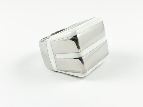 Modern Unique Double Bar Enamel Steel Ring